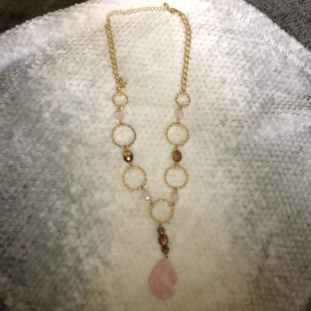 Pink and chocolate link necklace